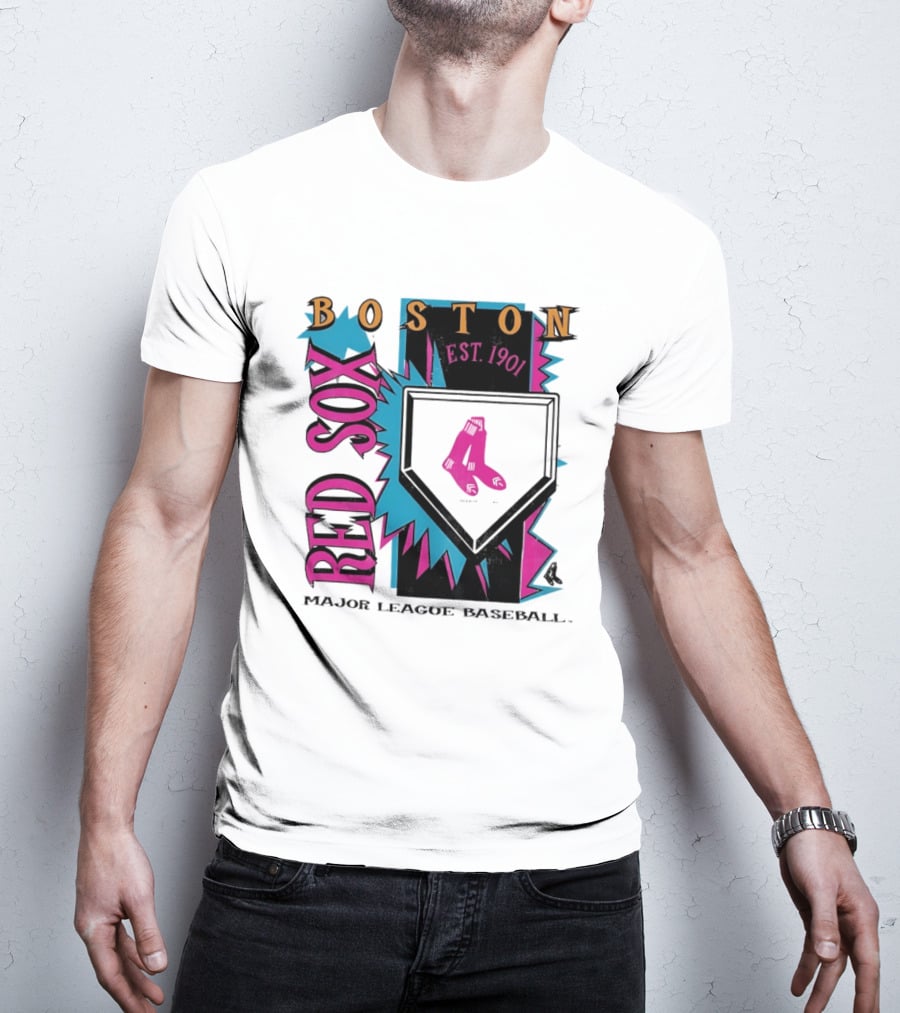 Boston Red Sox Major League Baseball Neon Cooperstown Est 1901 T-Shirt