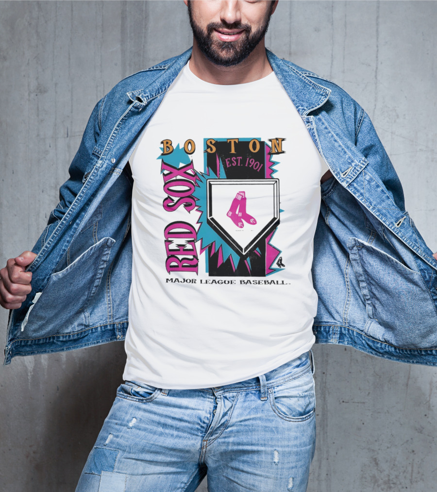 Boston Red Sox Major League Baseball Neon Cooperstown Est 1901 T-Shirt