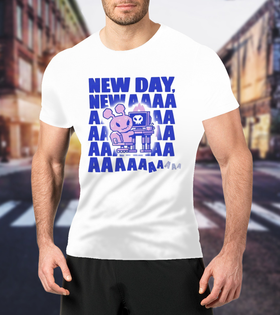 New Day New AAAAA Bunny Computer Screen T-Shirt