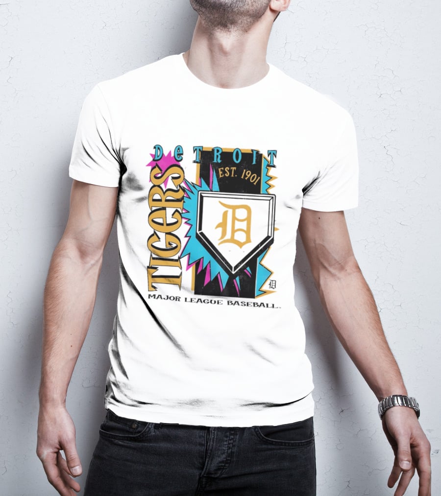 Detroit Tigers Major League Baseball Neon Cooperstown Est 1901 T-Shirt