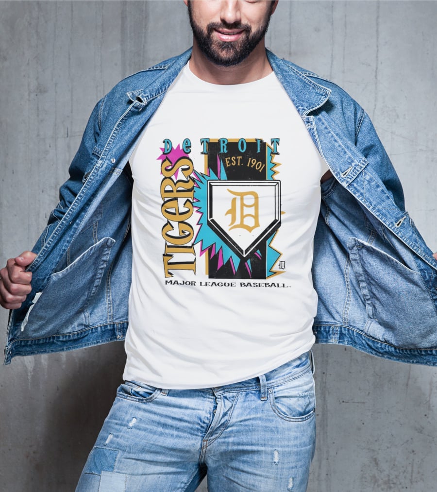 Detroit Tigers Major League Baseball Neon Cooperstown Est 1901 T-Shirt