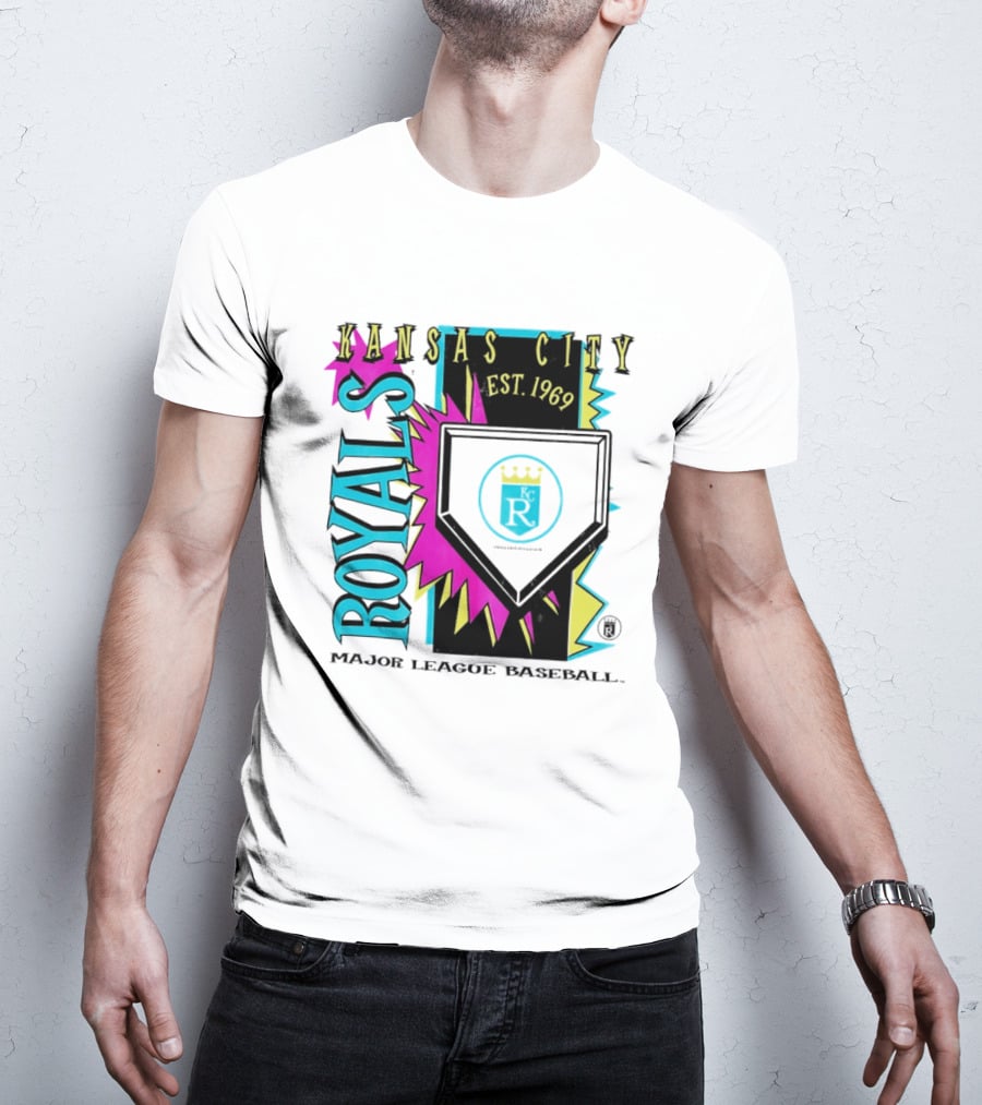 Kansas City Royals MLB Cooperstown Neon Field Shock Est 1969 Major League Baseball T-Shirt