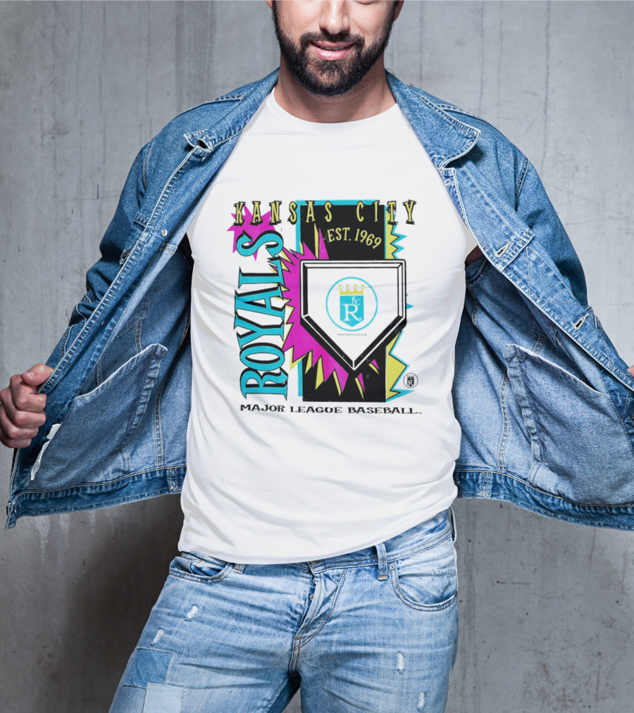 Kansas City Royals MLB Cooperstown Neon Field Shock Est 1969 Major League Baseball T-Shirt
