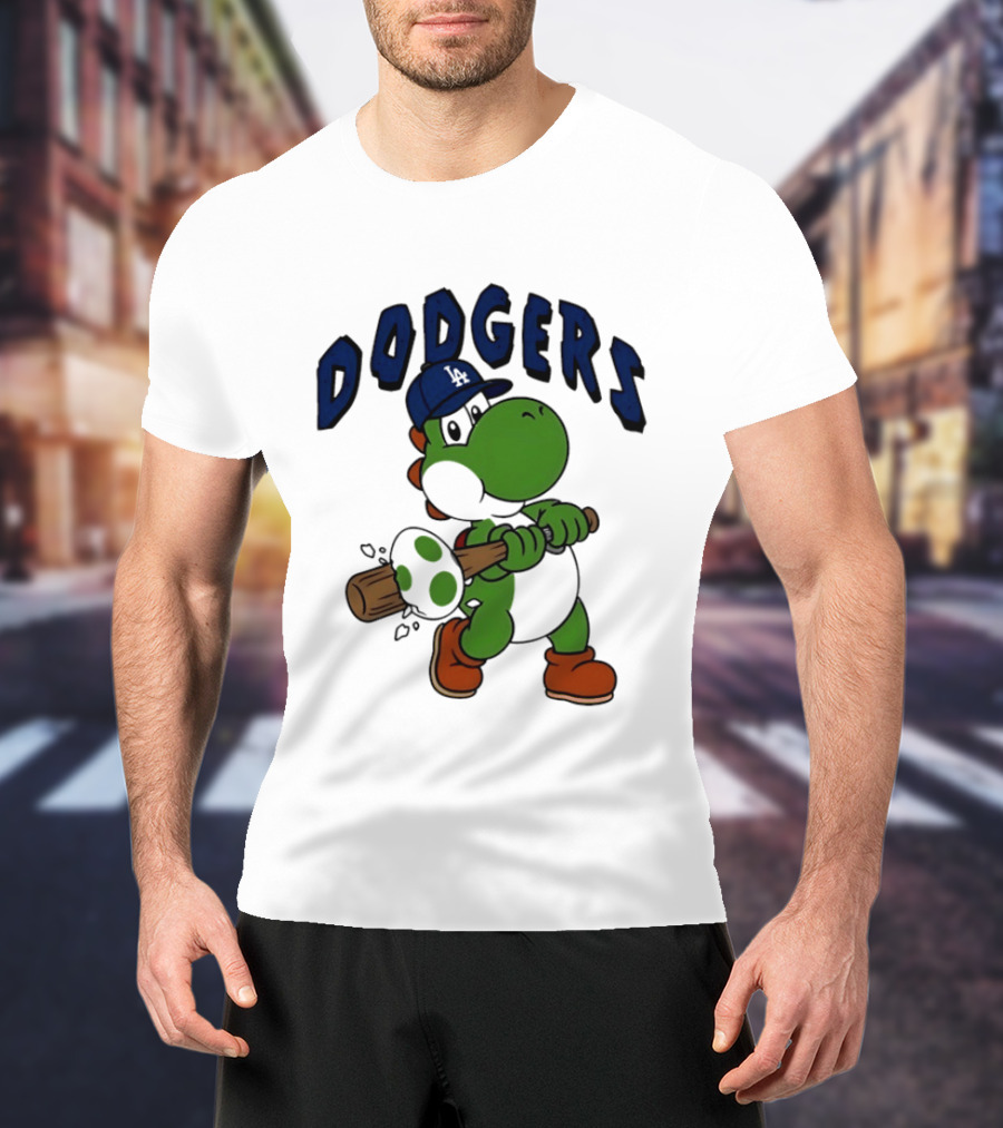 Los Angeles Dodgers Yoshi Baseball Batting Egg T-Shirt
