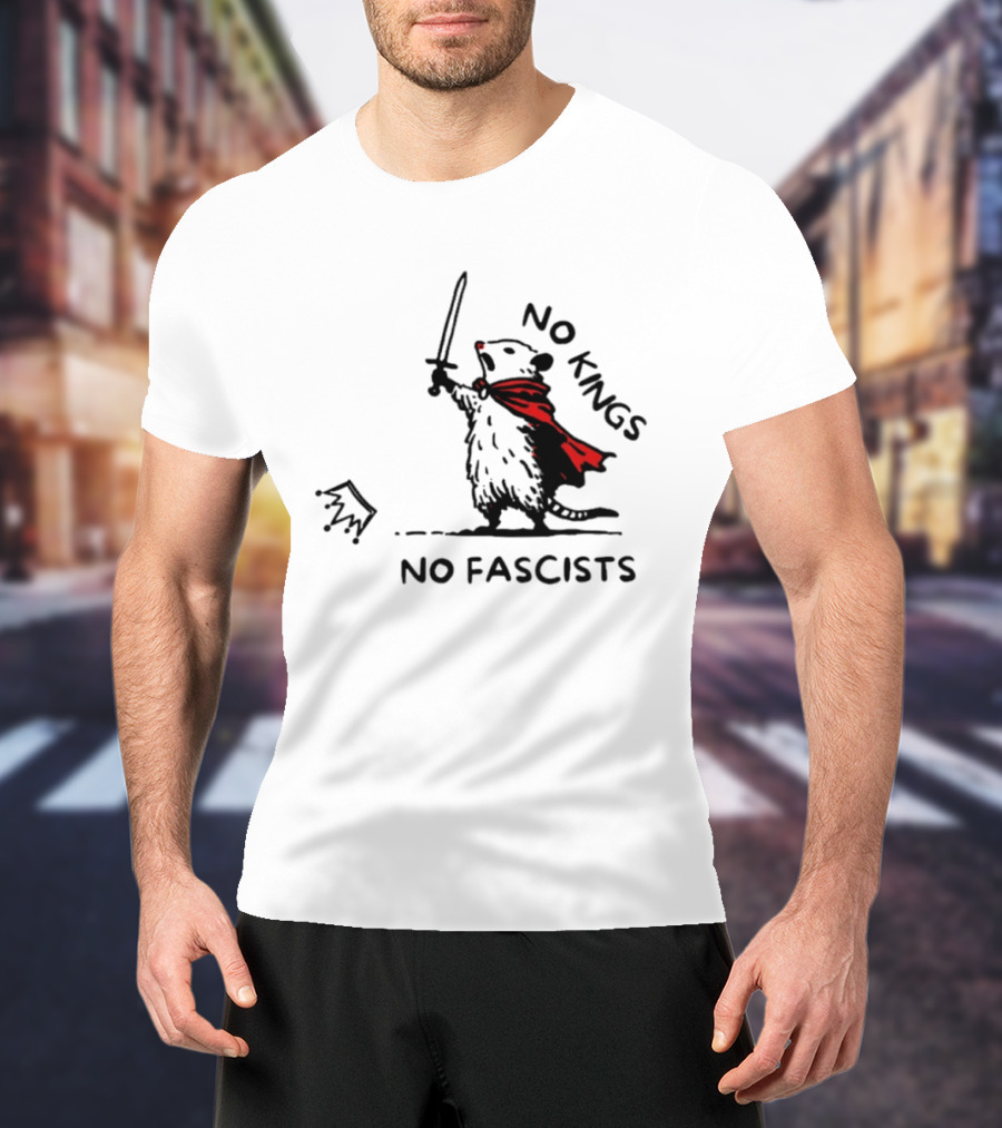 No Kings No Fascists Opossum Warrior Anti Trump Meme T-Shirt