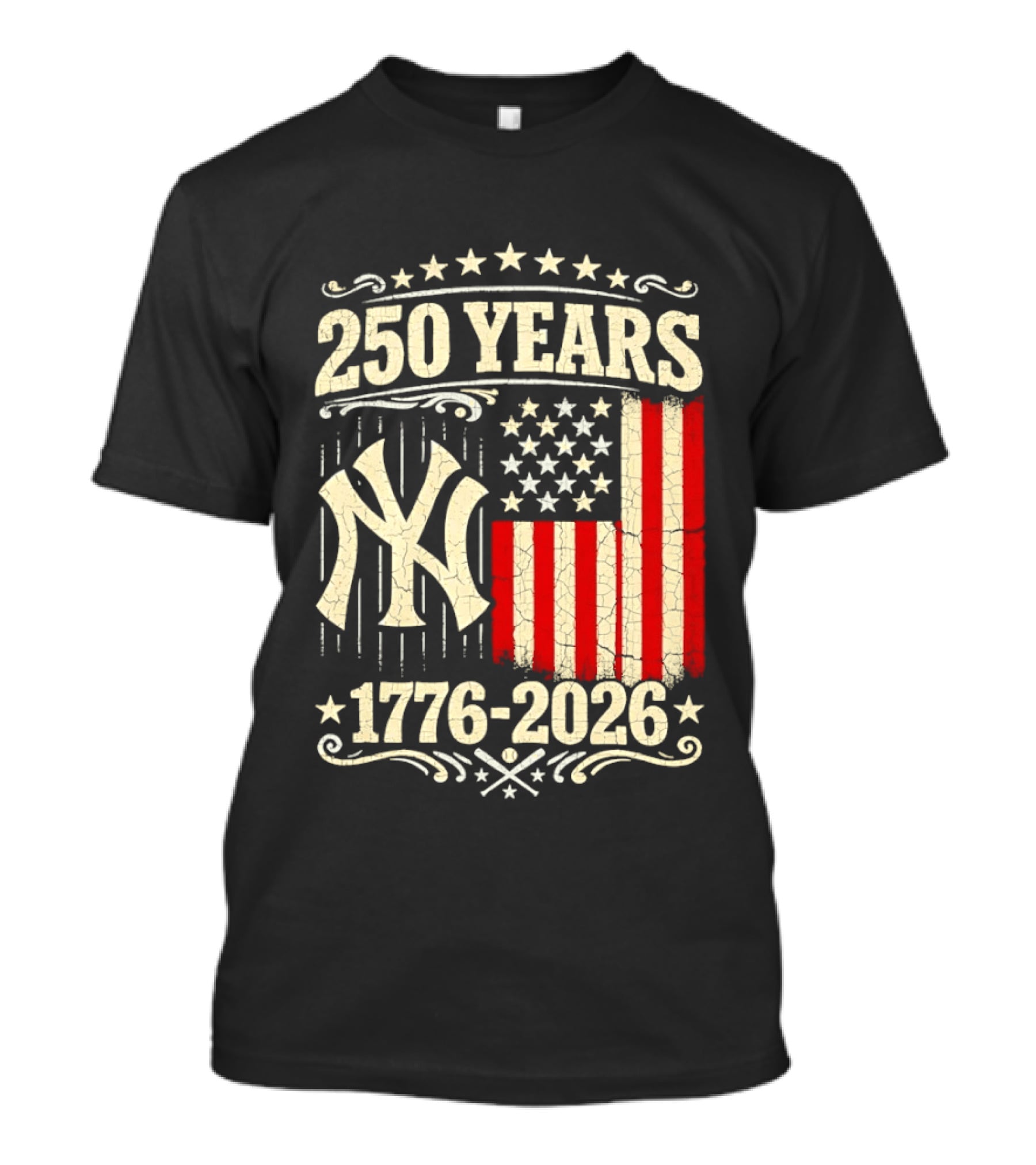 New York Yankees 250 Years USA Anniversary 1776 2026 Celebration T-Shirt