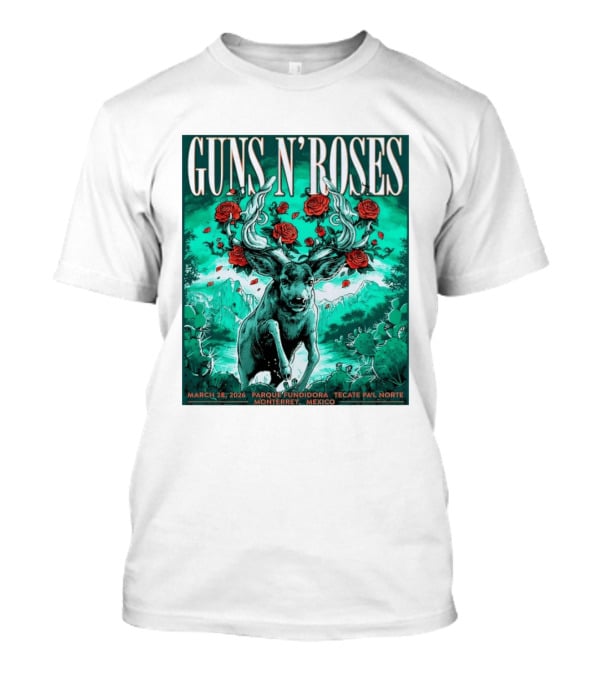 Guns N' Roses Monterrey March 28 2026 Tecate Pa'l Norte Parque Fundidora T-Shirt
