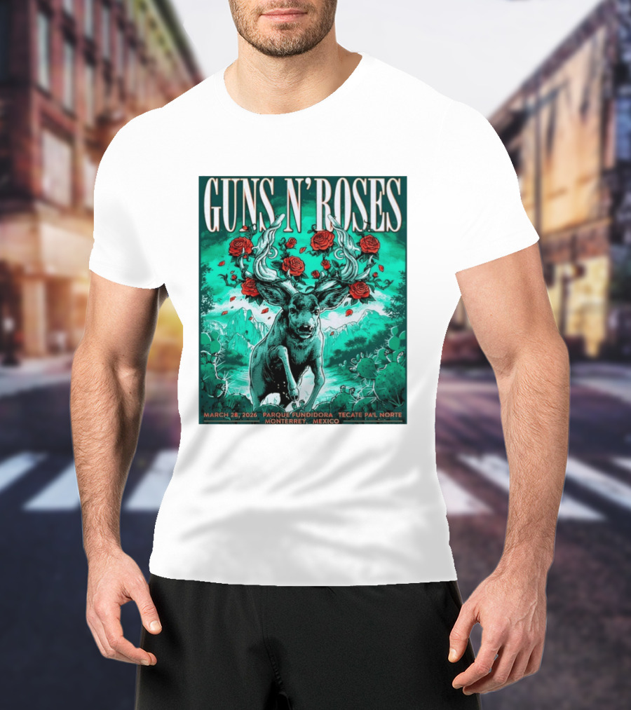 Guns N' Roses Monterrey March 28 2026 Tecate Pa'l Norte Parque Fundidora T-Shirt