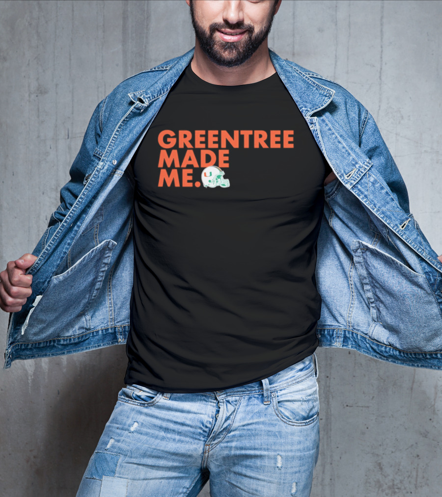 Miami Hurricanes Greentree Made Me Football Helmet T-Shirt