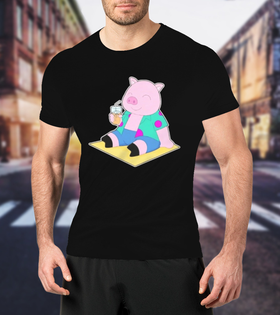 Pig Beach Beverage Summer Relaxation Fun T-Shirt