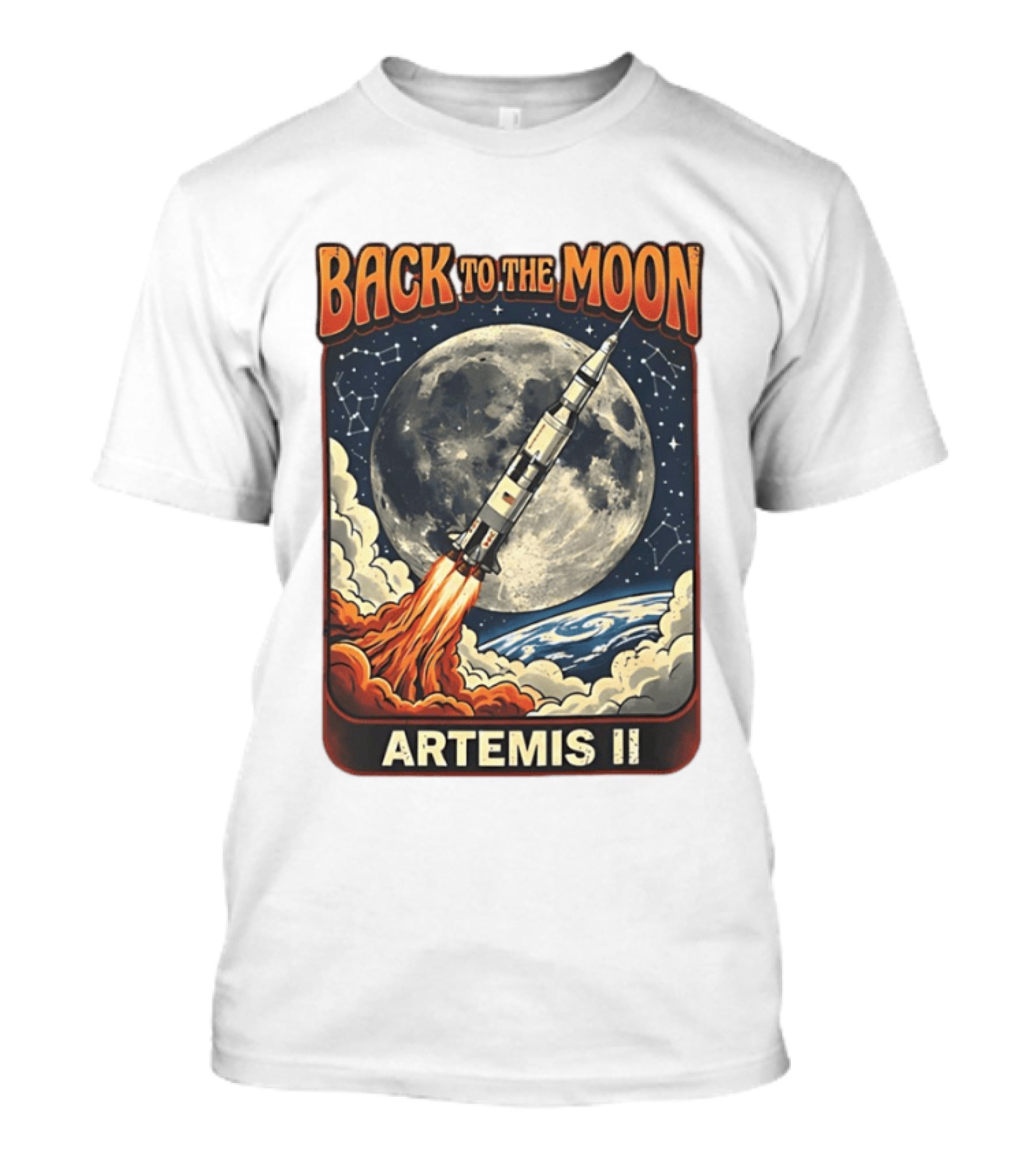 Back To The Moon Artemis II Rocket Launch Space Adventure T-Shirt