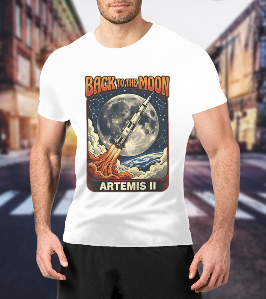 Back To The Moon Artemis II Rocket Launch Space Adventure T-Shirt