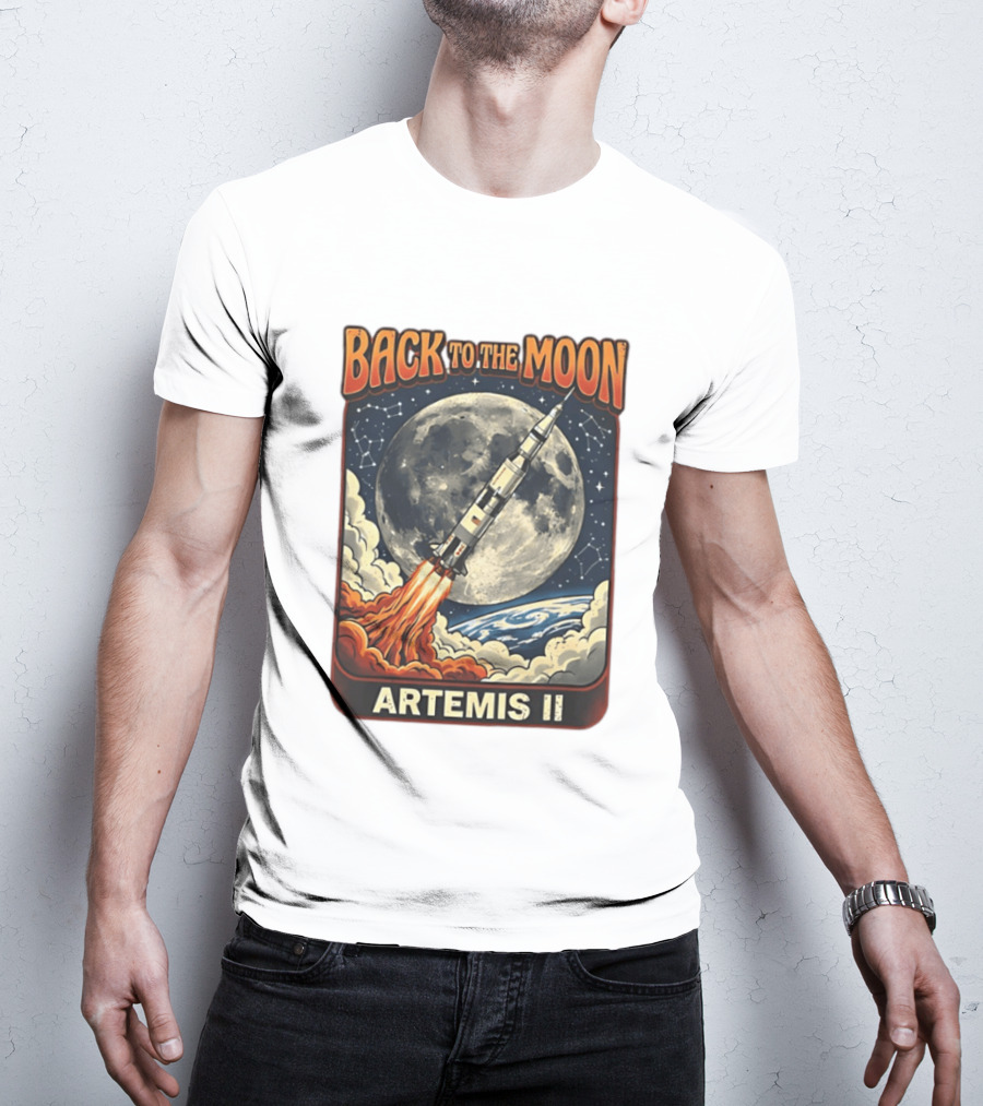 Back To The Moon Artemis II Rocket Launch Space Adventure T-Shirt