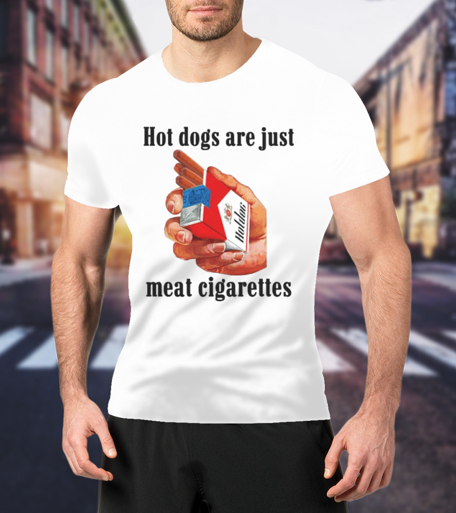 Hot Dogs Are Just Meat Cigarettes Parody Pack T-Shirt
