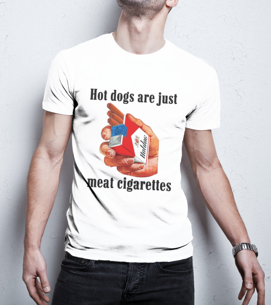 Hot Dogs Are Just Meat Cigarettes Parody Pack T-Shirt