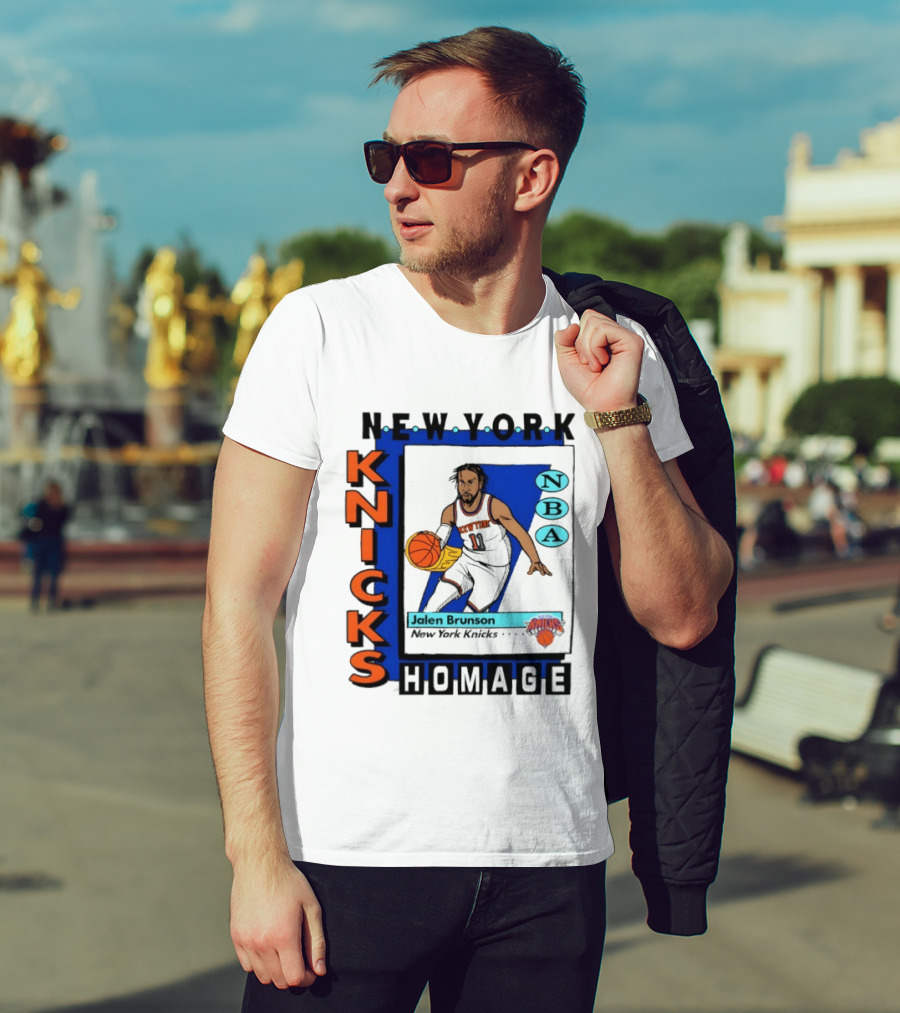 Jalen Brunson New York Knicks NBA Homage Topps Trading Card T-Shirt