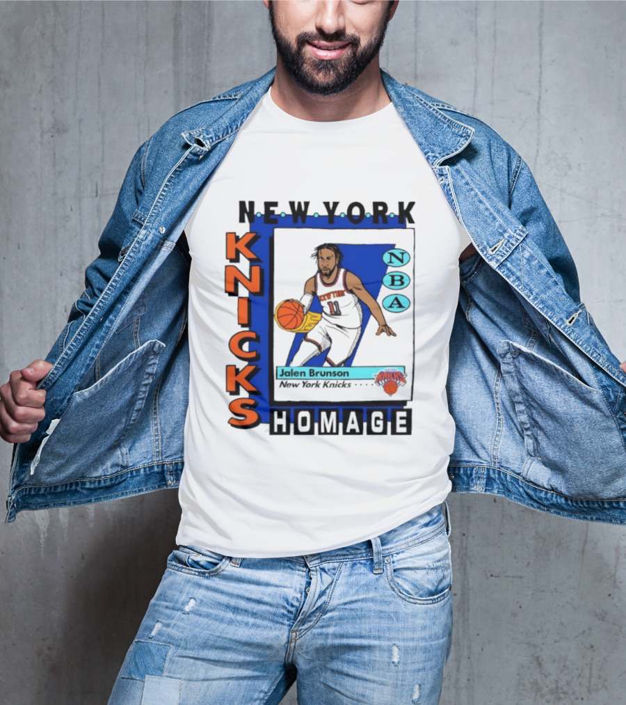 Jalen Brunson New York Knicks NBA Homage Topps Trading Card T-Shirt