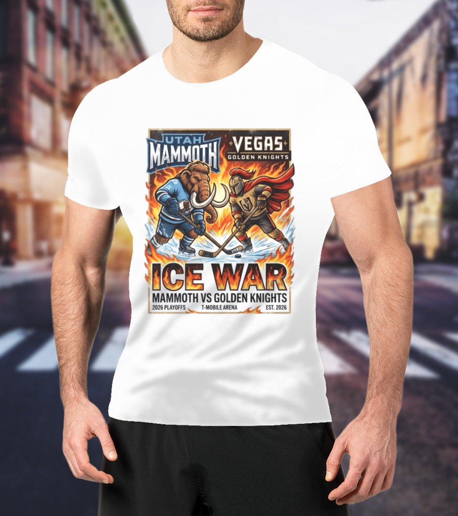 Utah Mammoth Vegas Golden Knights Ice War 2026 Playoffs Mobile Arena T-Shirt
