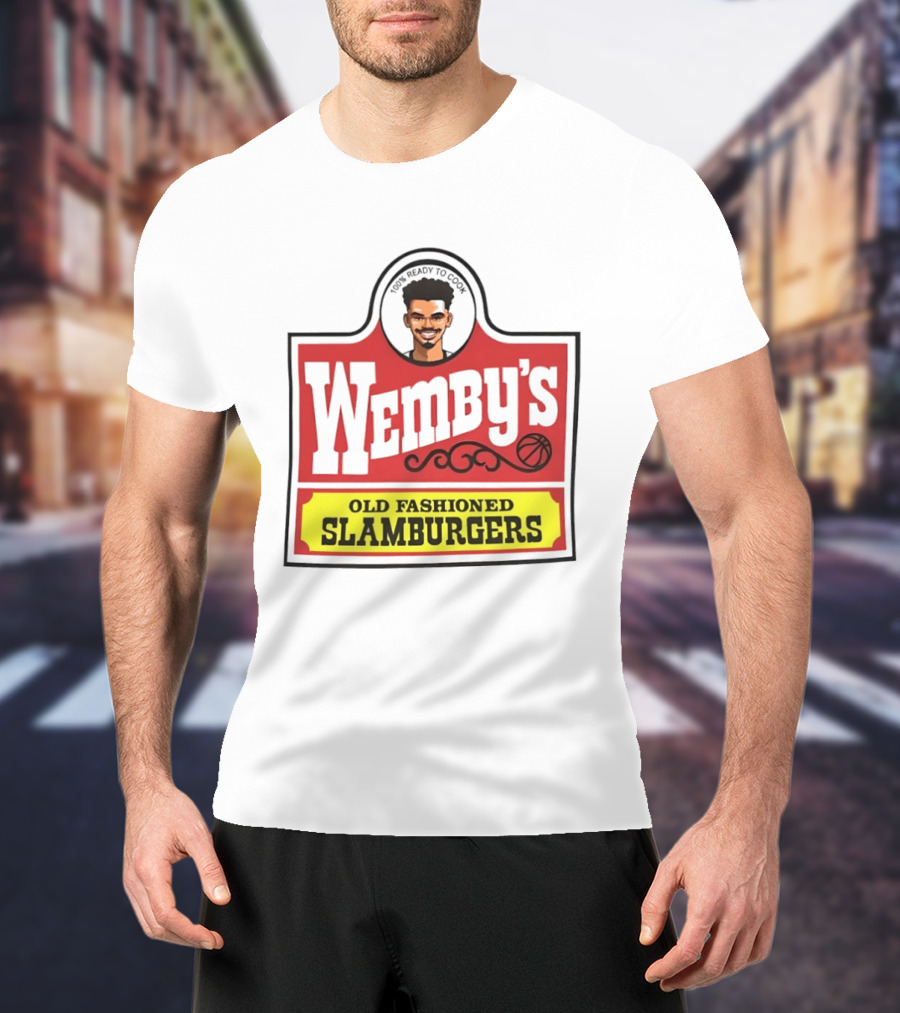 Wemby's Old Fashioned Slamburgers Spurs Basketball Cook T-Shirt