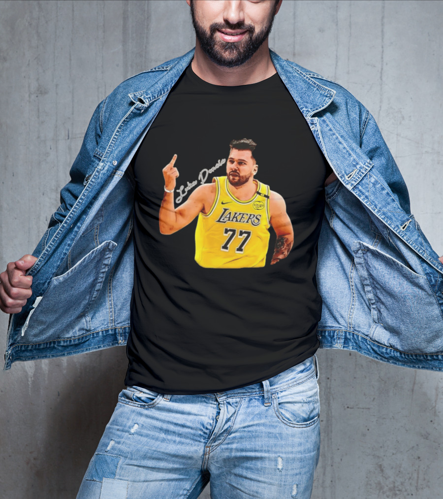 Luka Doncic Lakers 77 Middle Finger Gesture Nike Basketball Jersey T-Shirt