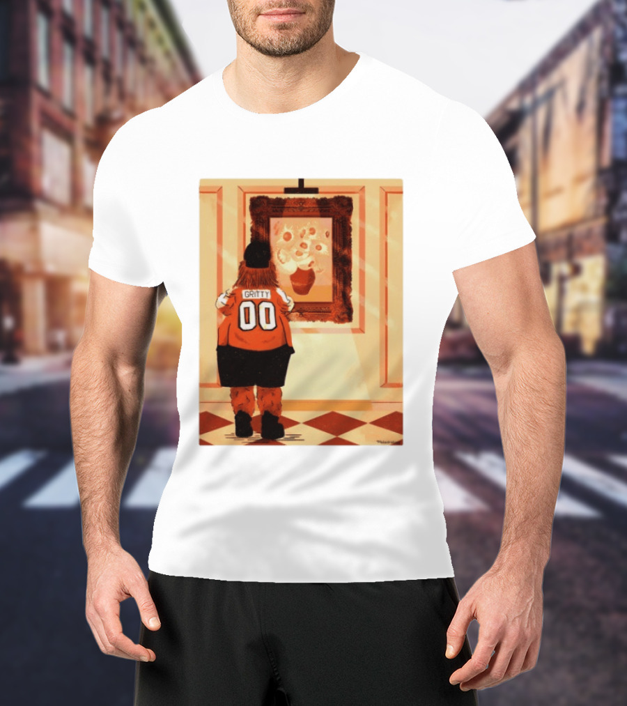 Gritty Philadelphia Flyers Meets Vincent Van Gogh Sunflowers Museum Exhibit T-Shirt