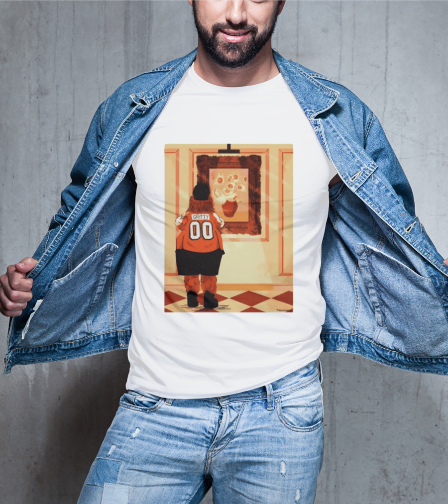 Gritty Philadelphia Flyers Meets Vincent Van Gogh Sunflowers Museum Exhibit T-Shirt