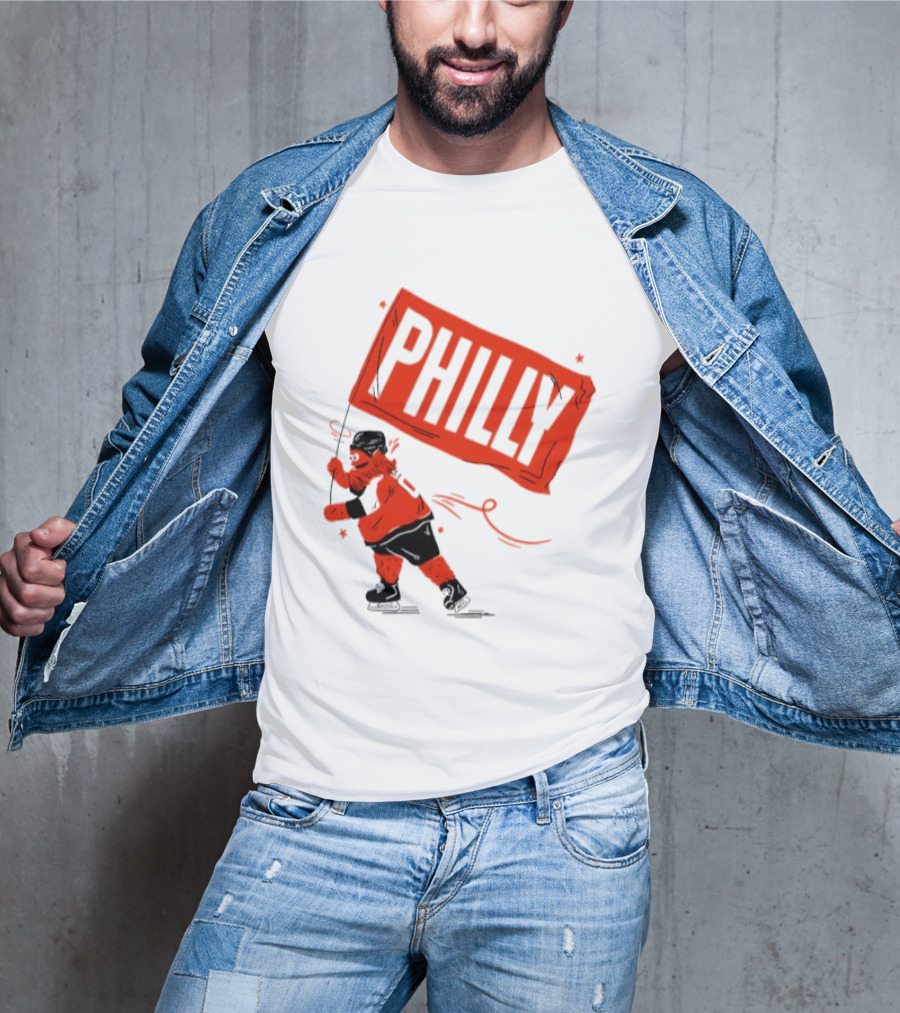 Gritty Philly Flag Philadelphia Flyers Hockey Rally Fan T-Shirt