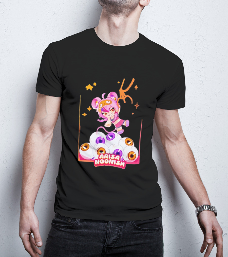 Playful Arisa Noonish With Seven Eyes Anime Character And Stars T-Shirt
