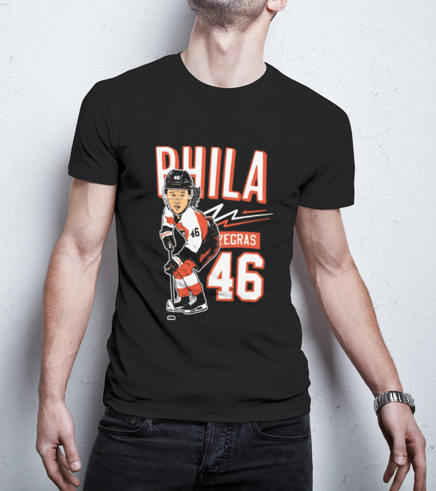 Phila Zegras 46 Caricature Philadelphia Flyers NHL Hockey 2026 T-Shirt