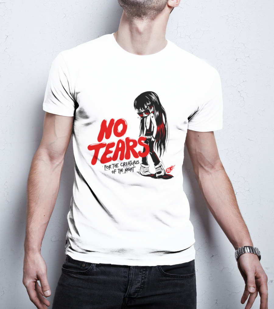 No Tears For The Creatures Of The Night Anime Gothic Style With Red Highlights T-Shirt