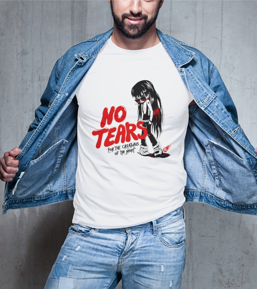 No Tears For The Creatures Of The Night Anime Gothic Style With Red Highlights T-Shirt