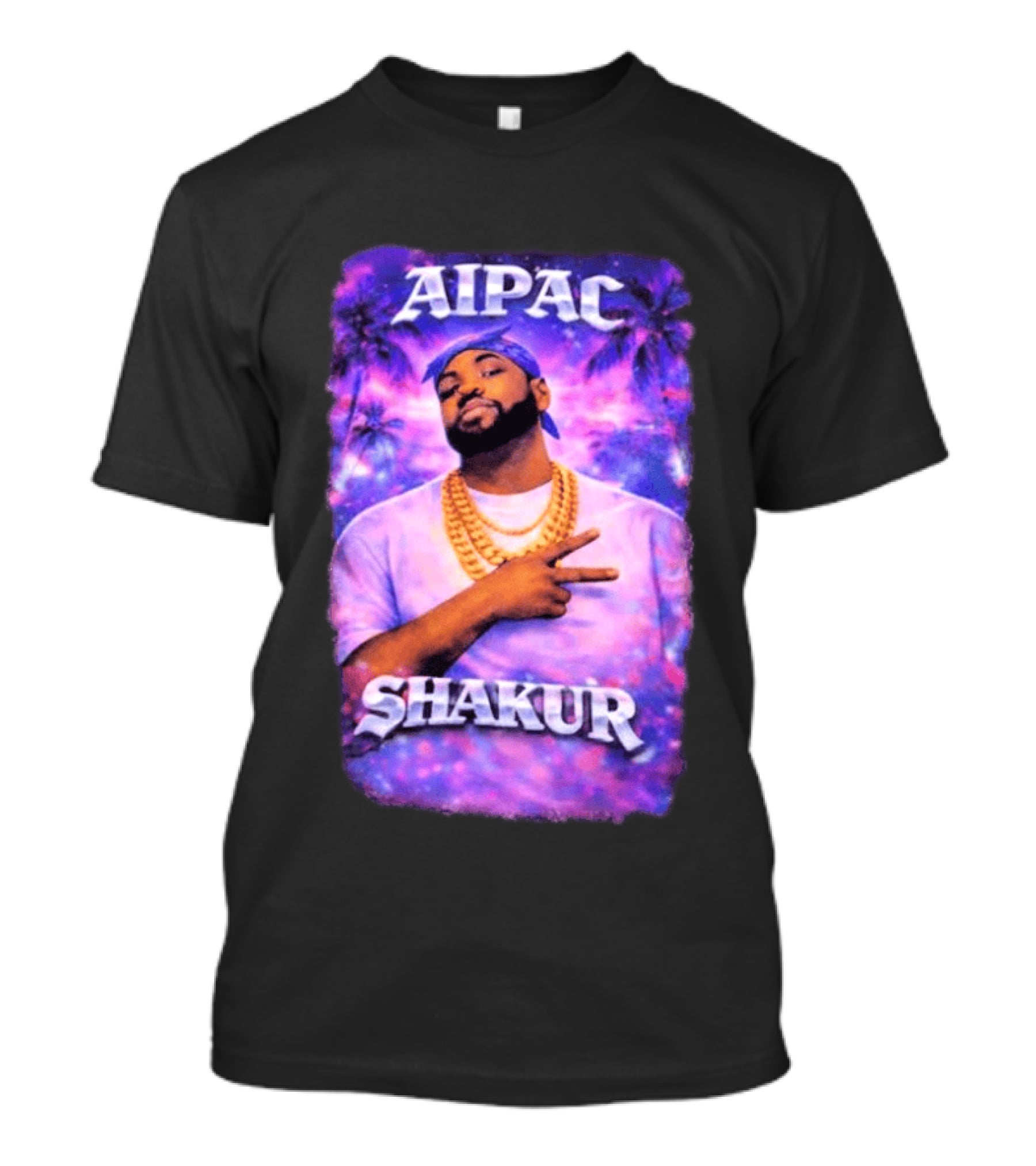 Aipac Shakur Bandana Chains Purple T-Shirt