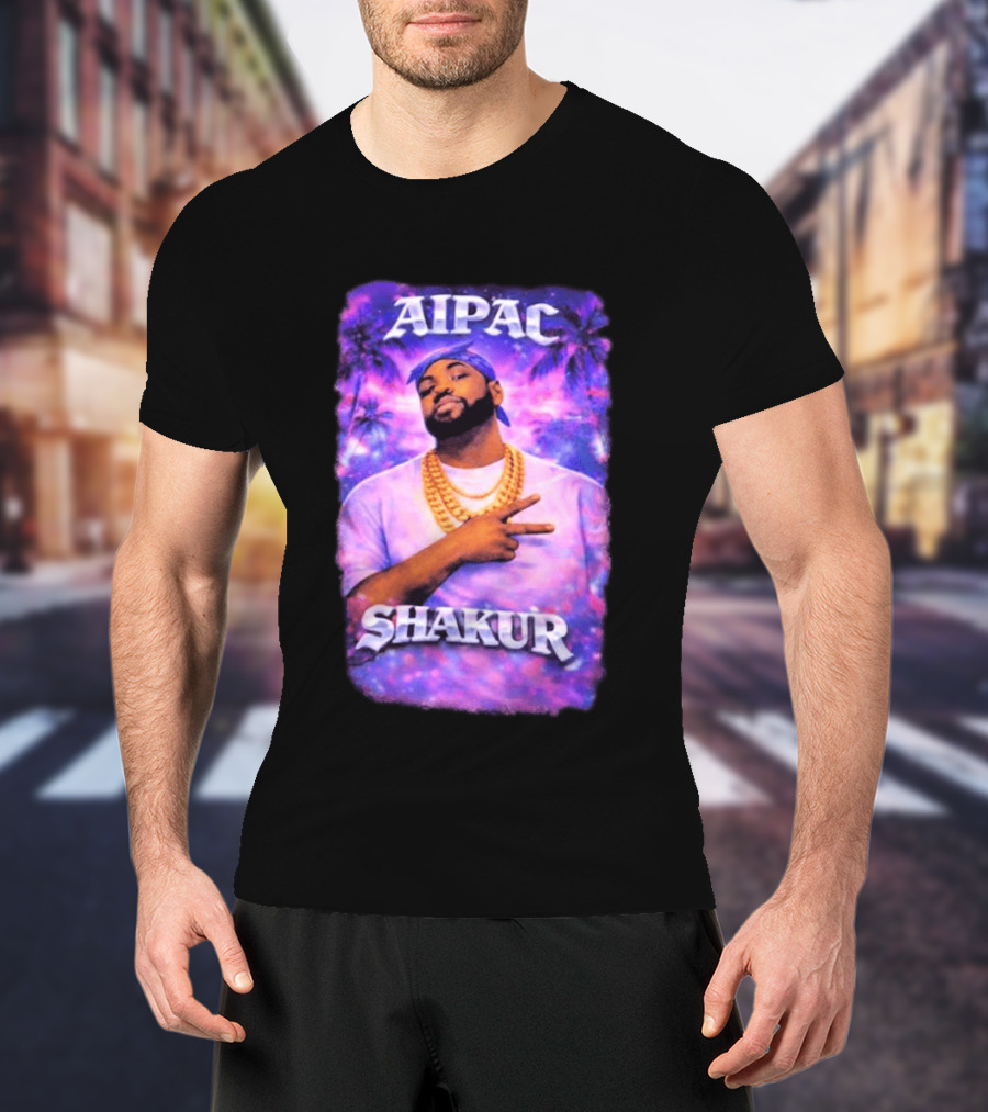 Aipac Shakur Bandana Chains Purple T-Shirt