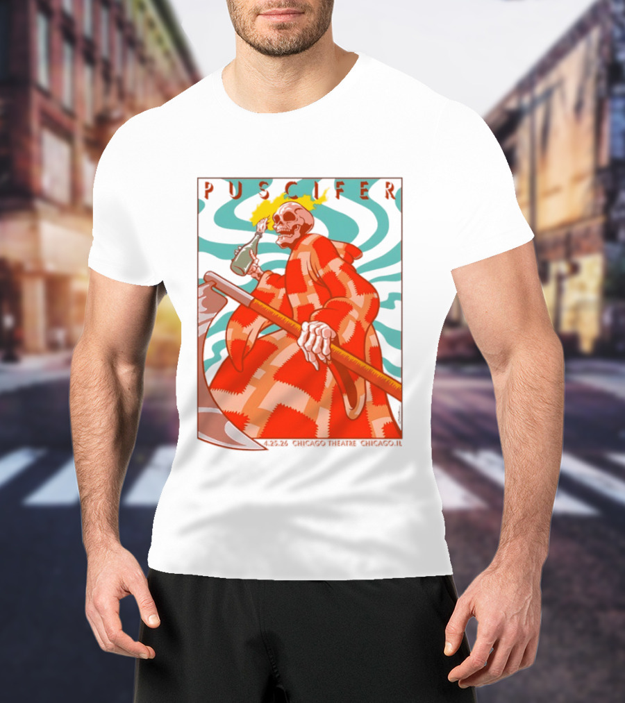 Puscifer Skeleton Art Chicago Theatre 2023 Concert Merchandise T-Shirt
