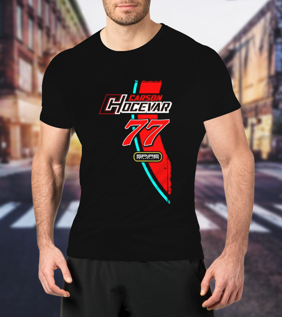 Carson Hocevar 77 Red Blue Spire Motorsports Nascar 2026 T-Shirt