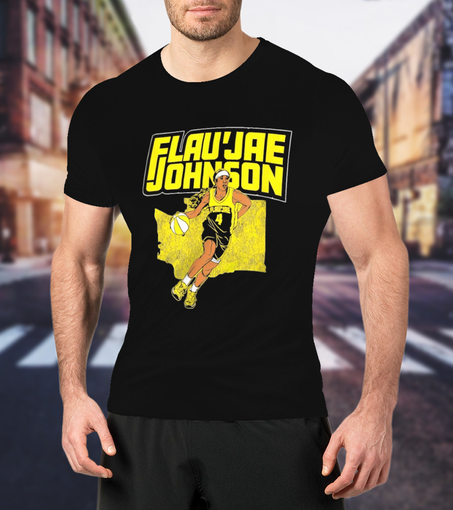 Flau'jae Johnson Basketball Illustration Yellow Seattle Storm T-Shirt