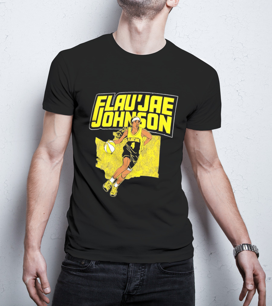 Flau'jae Johnson Basketball Illustration Yellow Seattle Storm T-Shirt