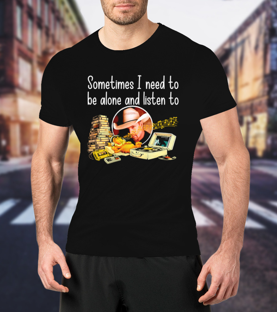 Garth Brooks Orange Cat Sometimes I Need To Be Alone And Listen To Music Retro Stack T-Shirt