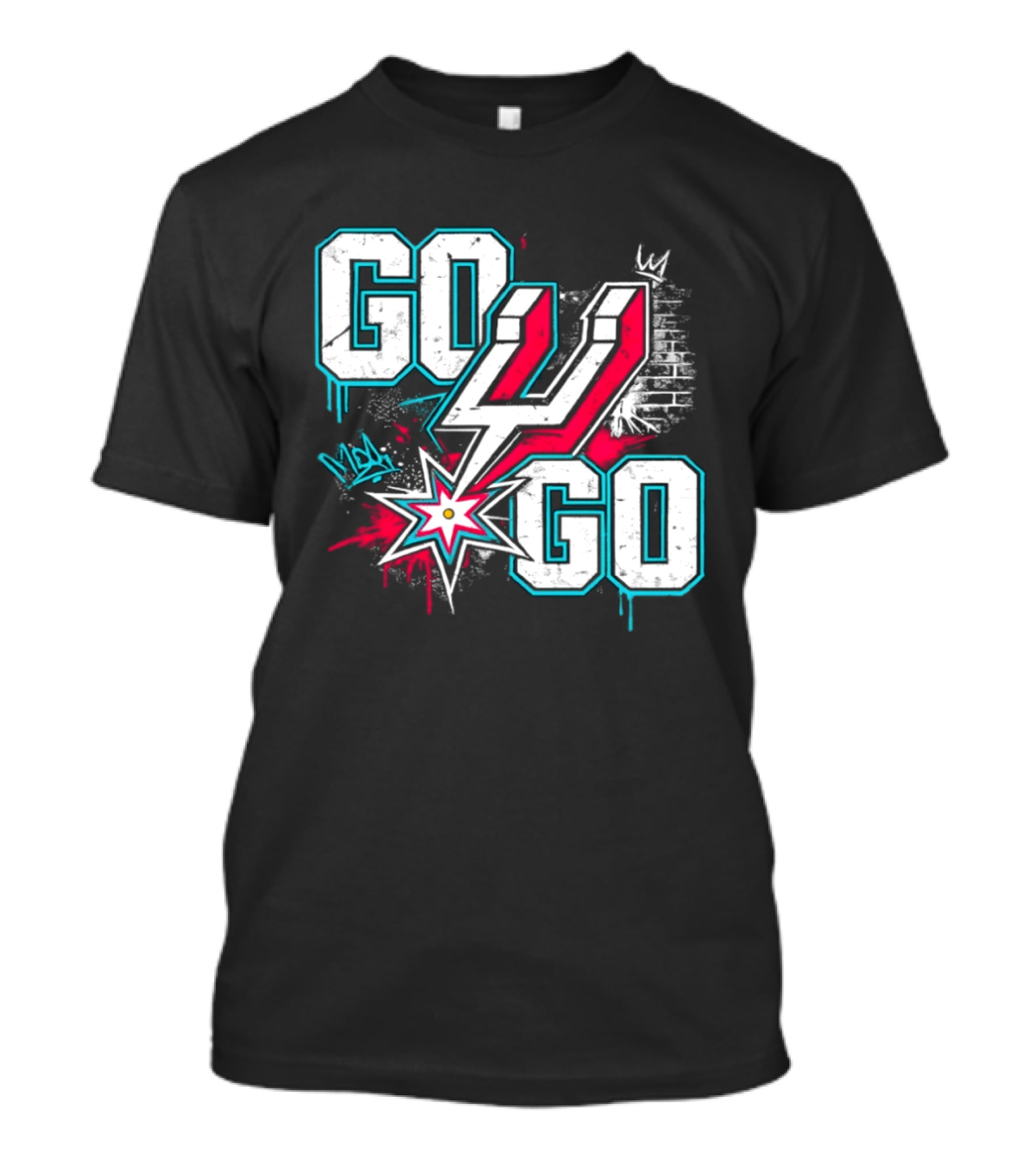 San Antonio Spurs Go Spurs Go Basketball Graffiti 4 Star T-Shirt