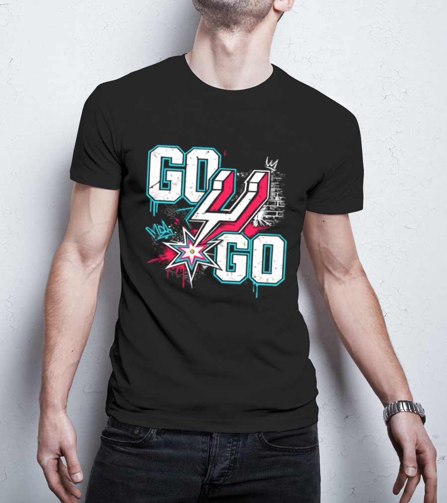 San Antonio Spurs Go Spurs Go Basketball Graffiti 4 Star T-Shirt