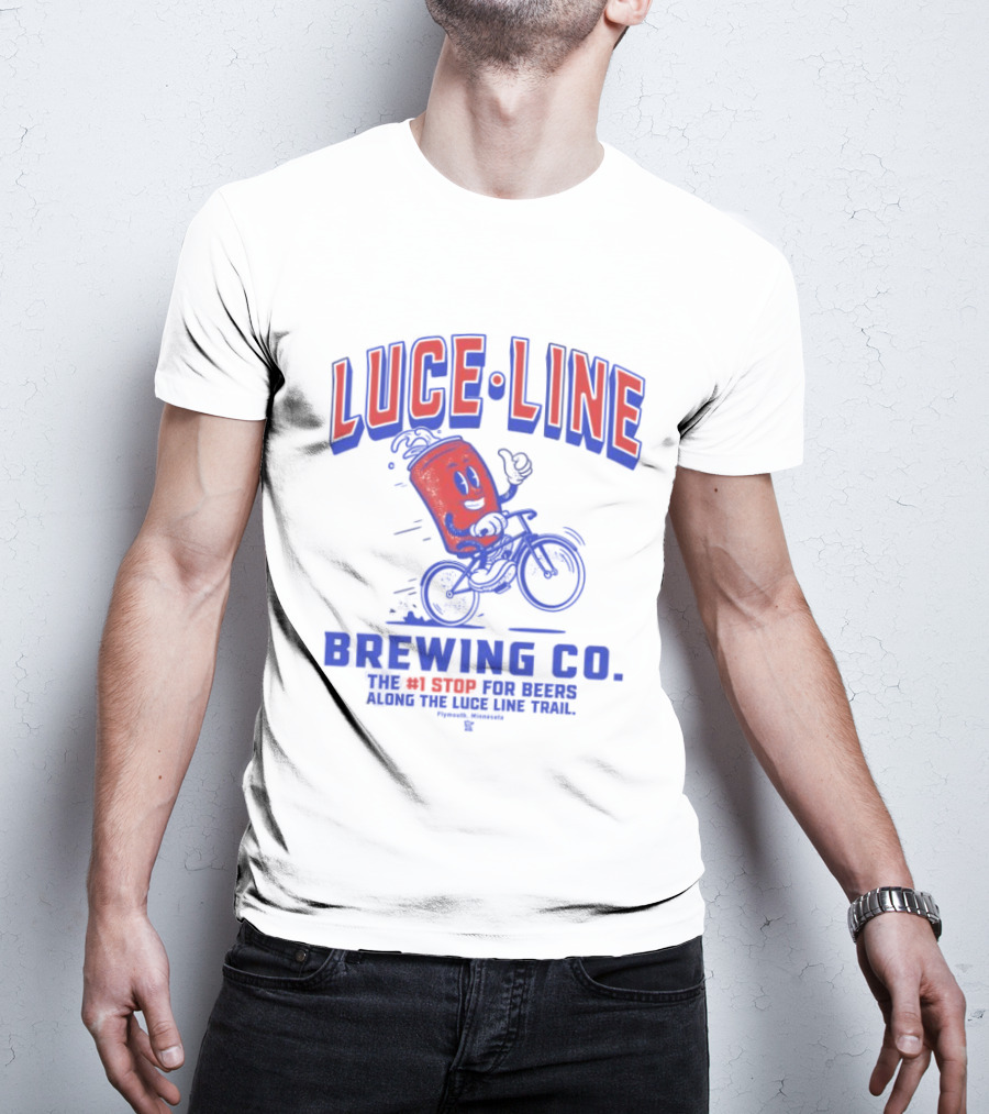 Luce Line Brewing Co The 1 Stop For Beers Along The Luce Line Trail Featuring Cycling Can T-Shirt