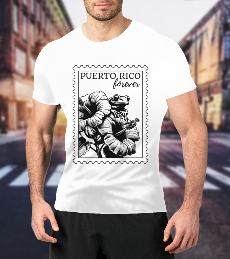 Puerto Rico Forever Hibiscus Stamp T-Shirt