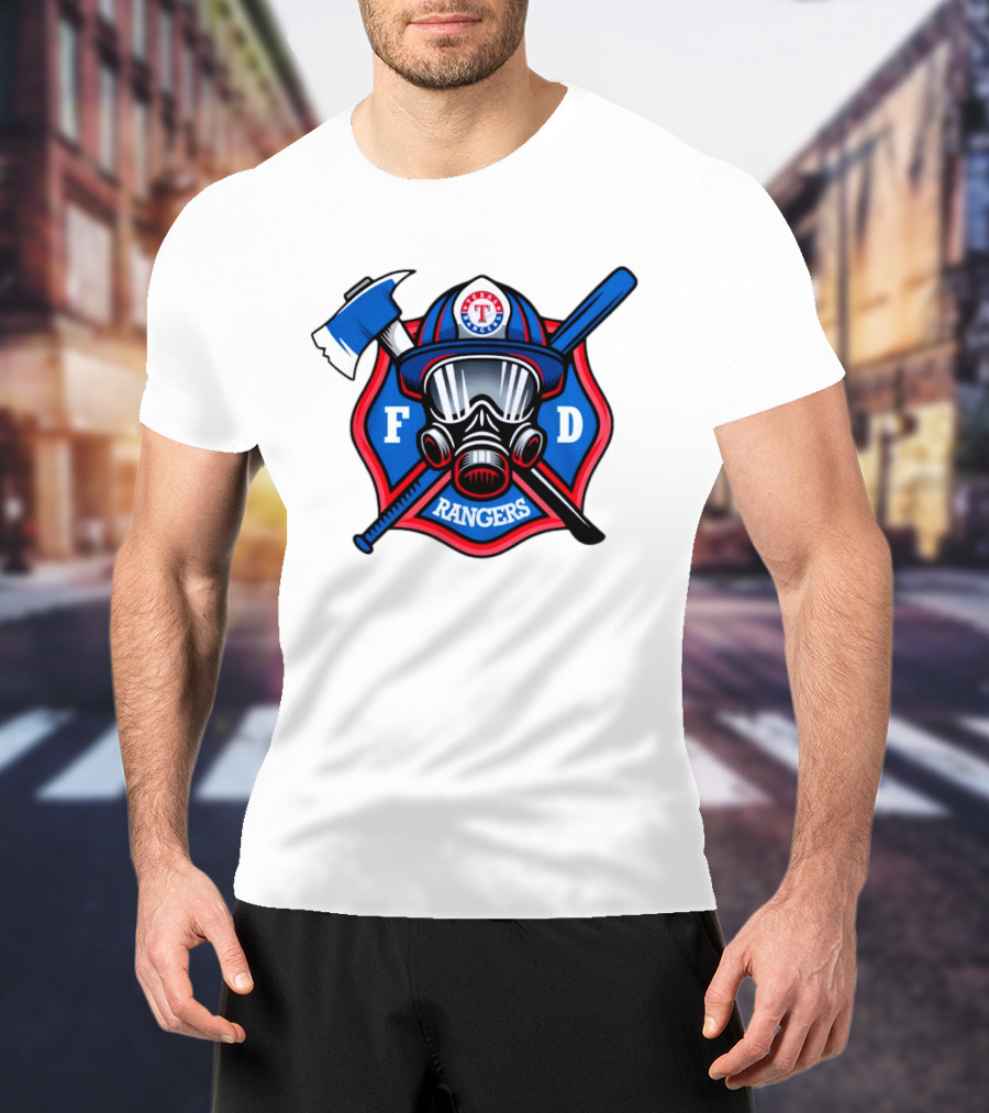 Texas Rangers Firefighter Spirit FD Rangers Ax And Bat T-Shirt
