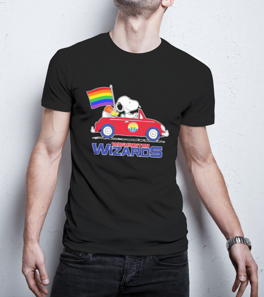 Washington Wizards Snoopy Woodstock Rainbow Pride Car T-Shirt