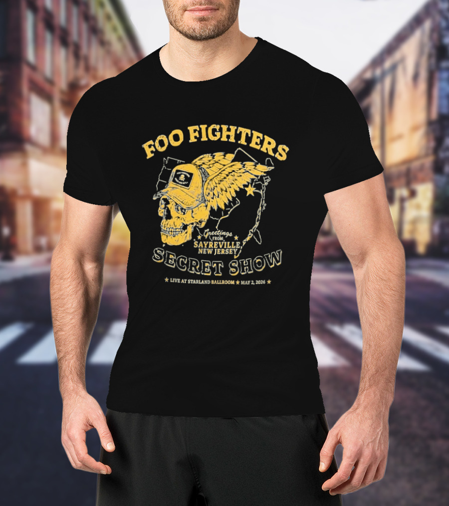 Foo Fighters Sayreville New Jersey 2026 Secret Show Winged Skull Starland Ballroom May 2 T-Shirt