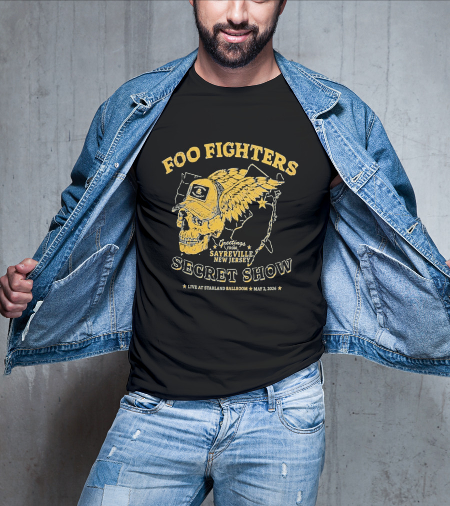Foo Fighters Sayreville New Jersey 2026 Secret Show Winged Skull Starland Ballroom May 2 T-Shirt