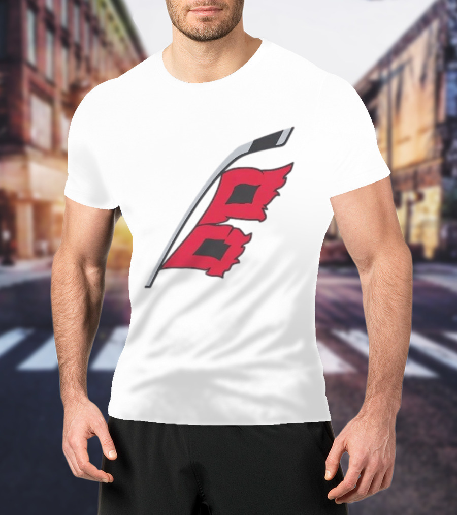 Carolina Hurricanes Red Storm Surge Hockey Stick Flag T-Shirt