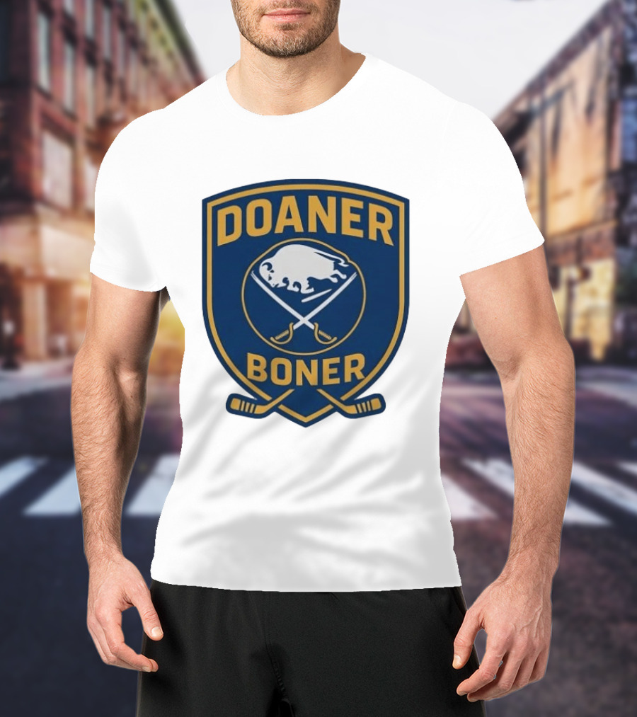 Buffalo Sabres Doaner Boner Logo With Crossed Hockey Sticks T-Shirt
