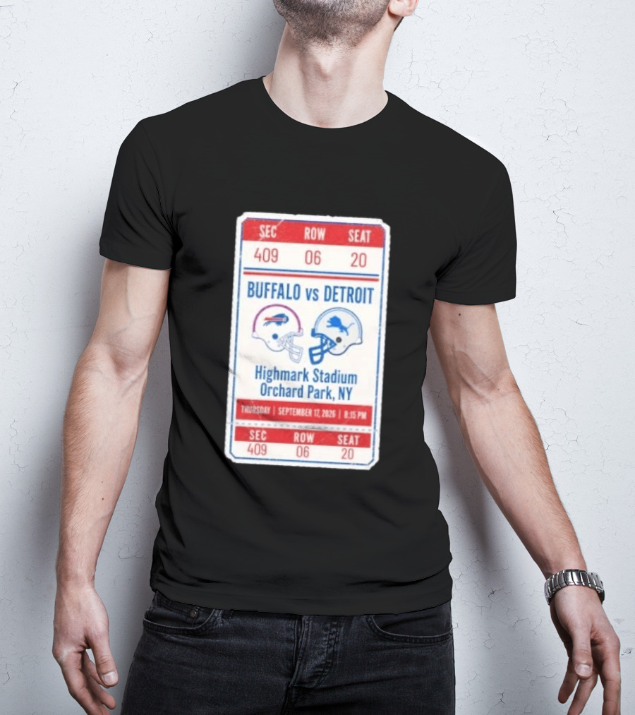 Buffalo Vs Detroit Highmark Stadium Orchard Park NY September 12 2026 Football Match Helmets T-Shirt
