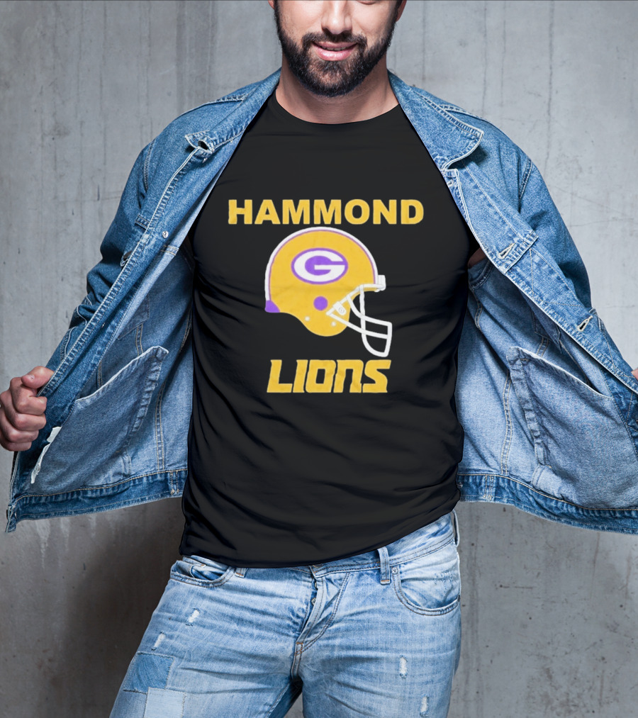 Hammond Lions Yellow Football Helmet Team Spirit T-Shirt